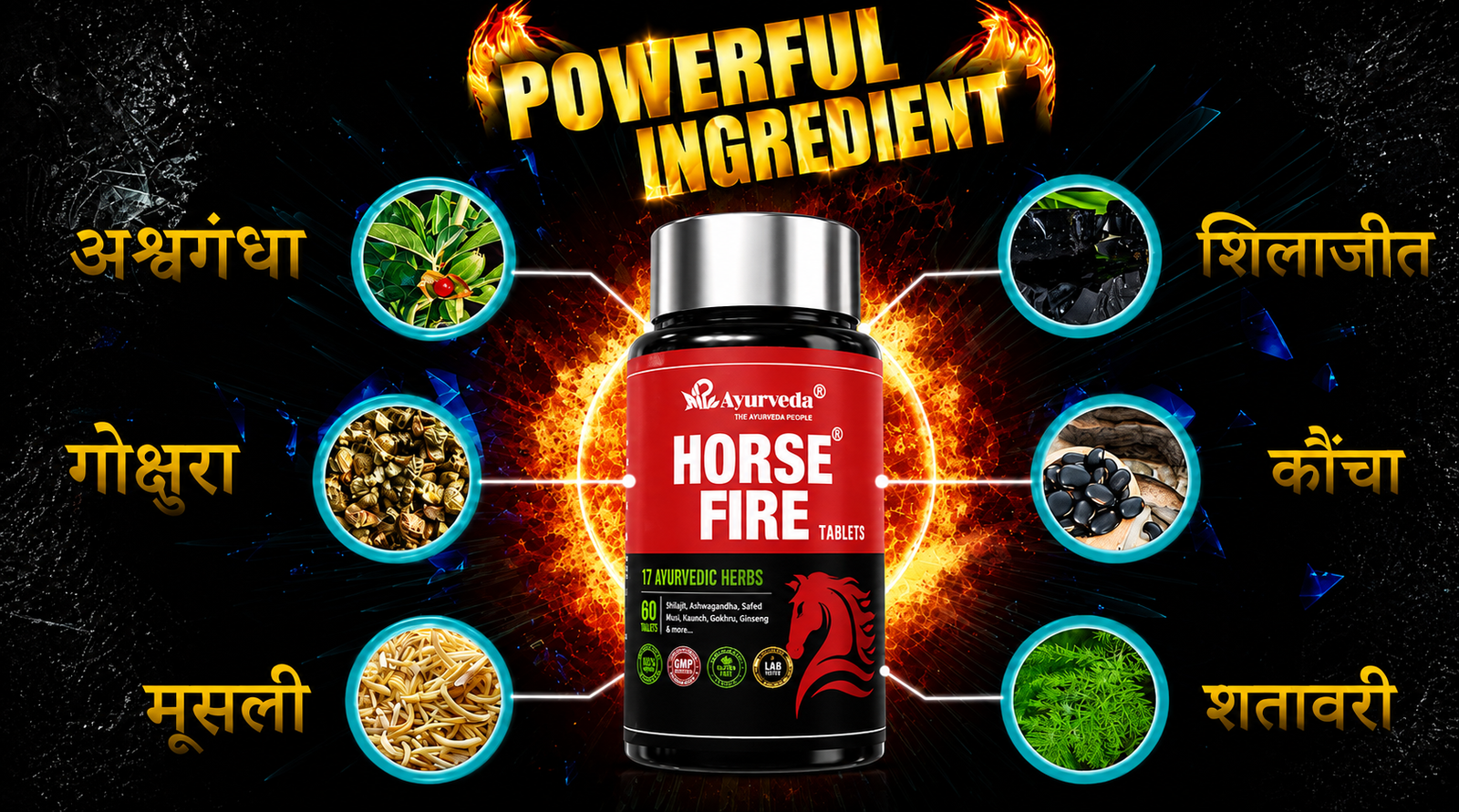POWERFULL INGREDIENT - Shilajit, Ashwagandha, Gokshura, Safed Musli, Kaunch Beej, Shatavari